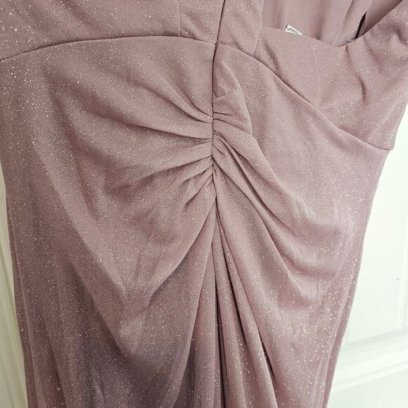 David's Bridal Glitter Knit Dress Womens Size 6 Wrap Prom Formal Wedding Maxi - Picture 8 of 13